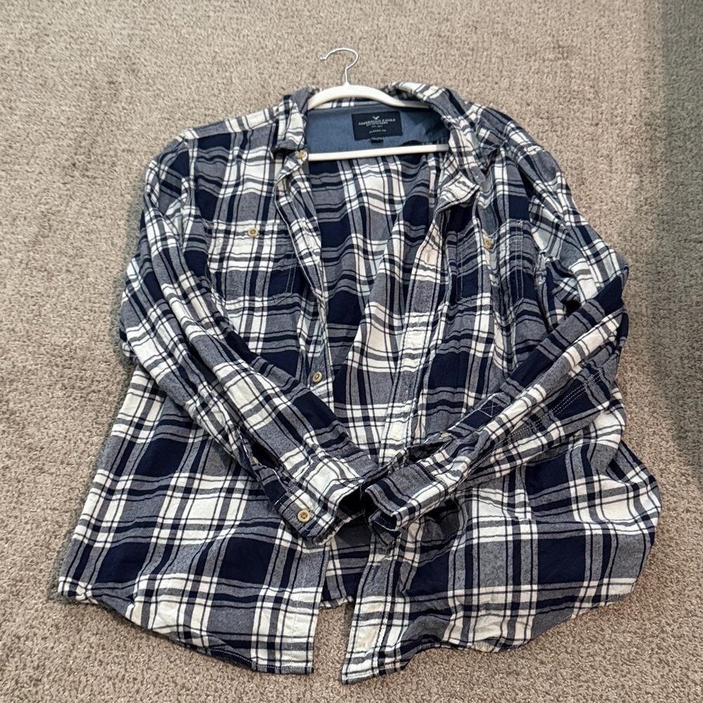 American Eagle Outfitters Navy Plaid Shirt